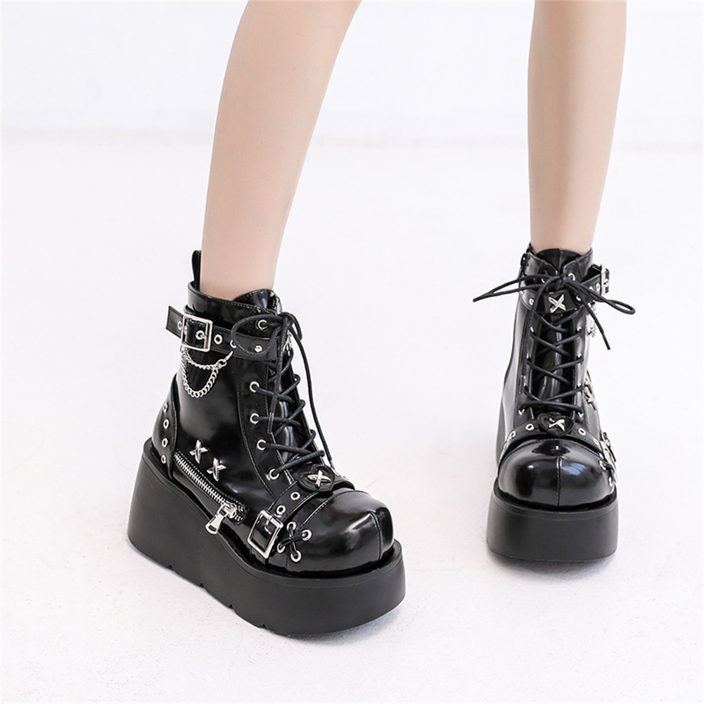 女性の足首の靴,ファッショナブルなバックル,ジッパー,パンク - Street Fashion Brands のレビューと価格