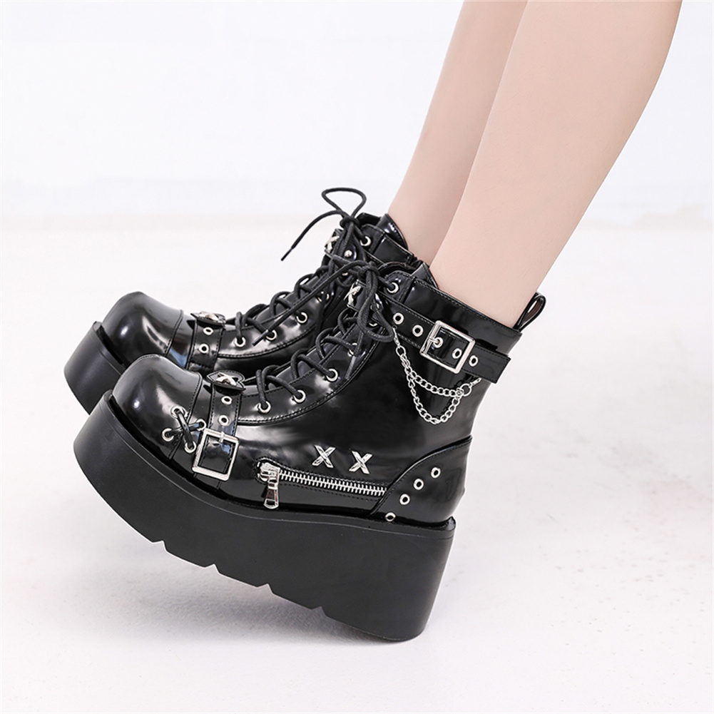 女性の足首の靴,ファッショナブルなバックル,ジッパー,パンク - Street Fashion Brands のレビューと価格
