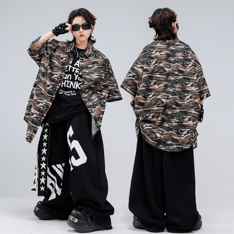 男の子向け新作ヒップホップ服 ストリートダンス半袖トップス  - Street Fashion Boy のレビューと価格