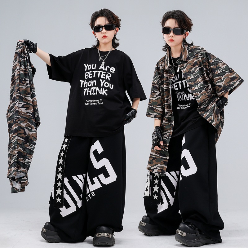 男の子向け新作ヒップホップ服 ストリートダンス半袖トップス  - Street Fashion Boy のレビューと価格